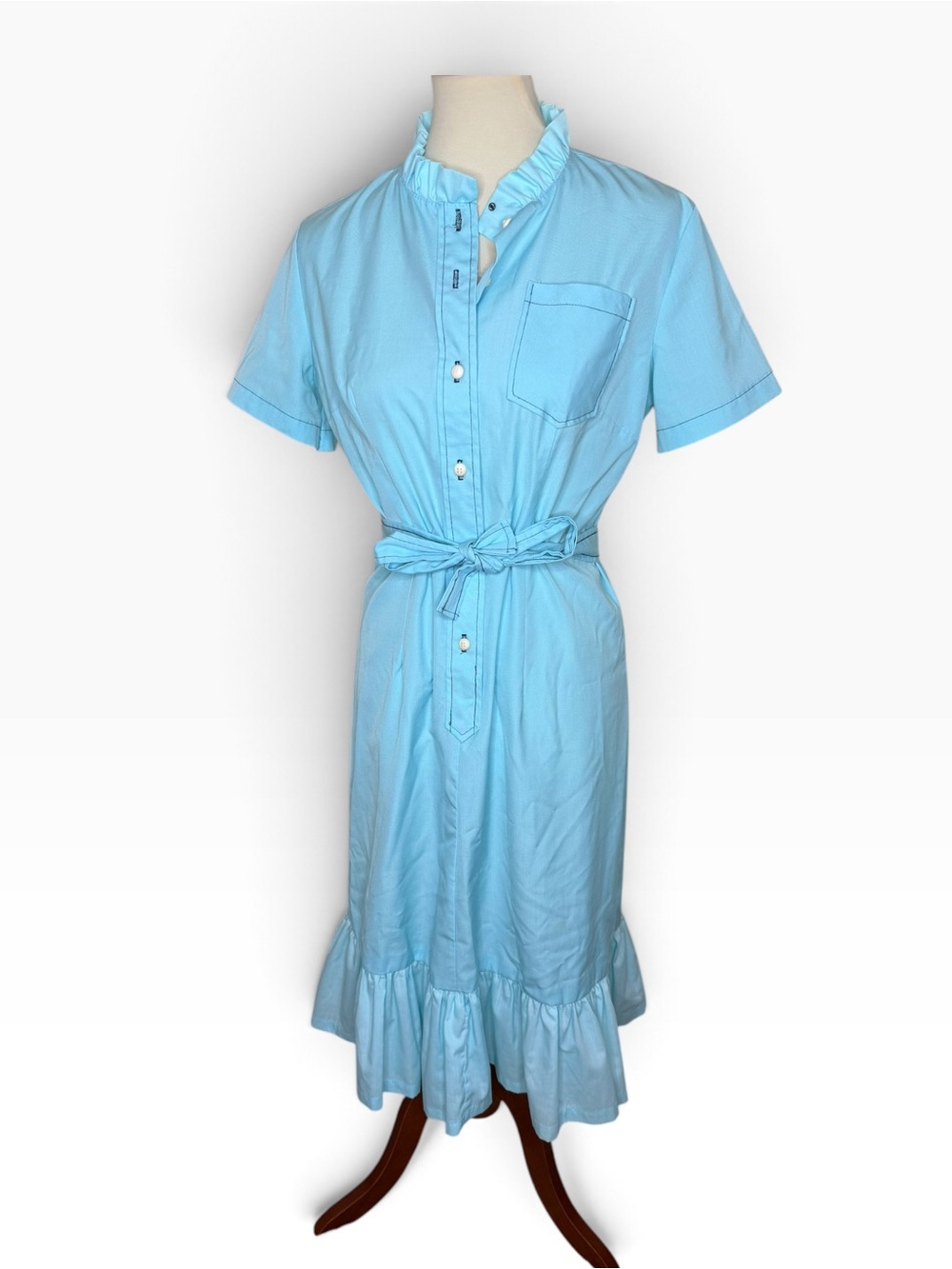 Vintage 70s Handmade Dress with Ruffled Accents
